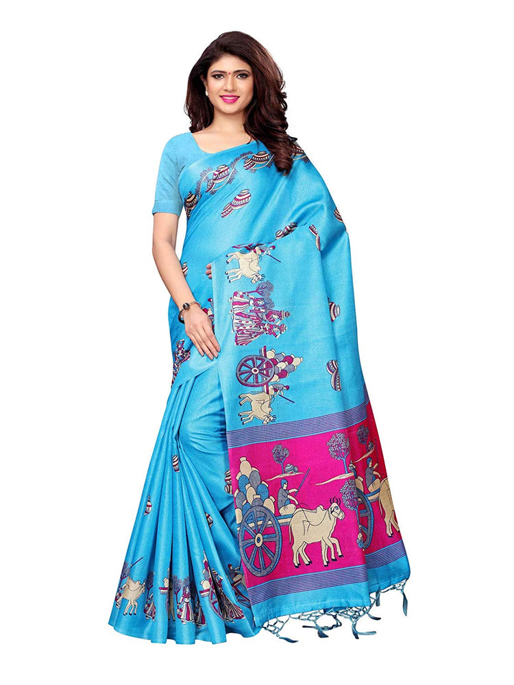 Blue, Pink Color Art Silk Saree only in Bigswipe