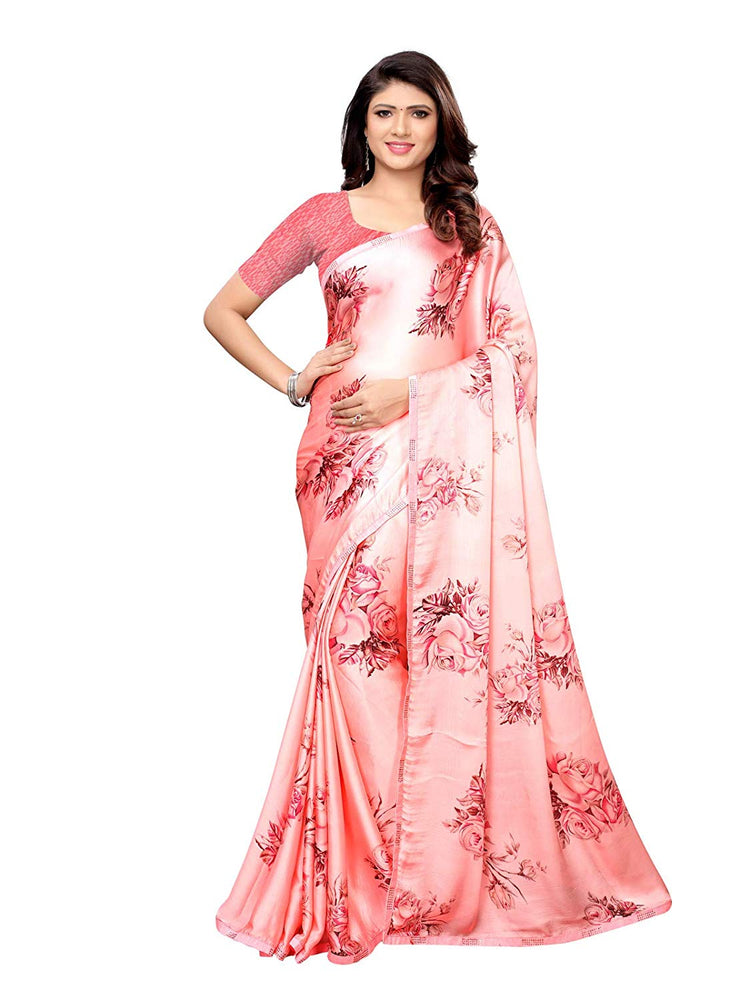 Pink, Multi Color Satin Saree only in Bigswipe