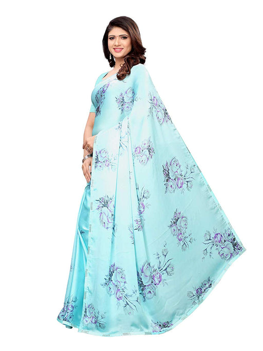 Blue, Multi Color Satin Saree only in Bigswipe