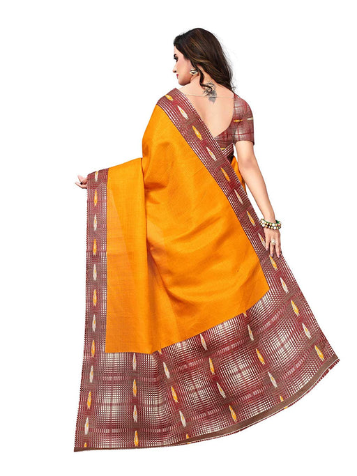 Yellow, Red Color Art Silk Saree