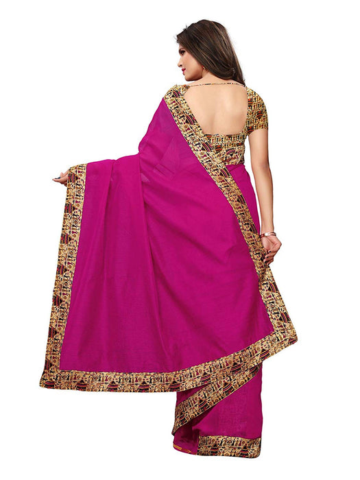 Pink Color Chanderi Silk Saree only in Bigswipe