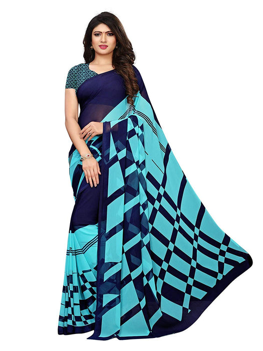 Blue, Navy Blue Color Georgette Saree only in Bigswipe