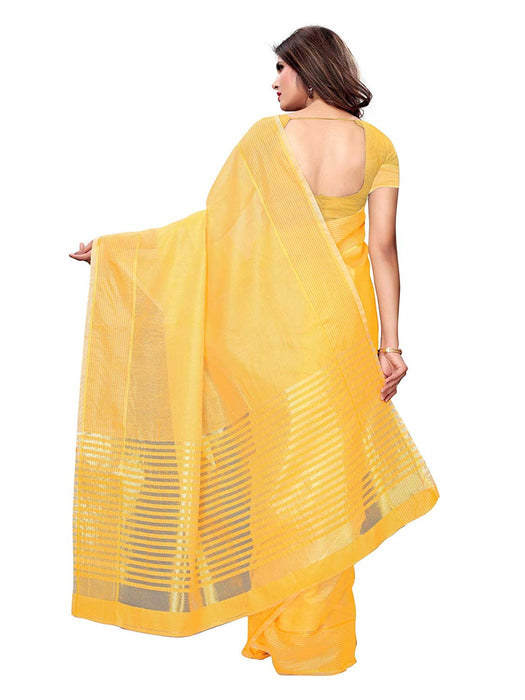 Yellow Color Poly Silk Saree