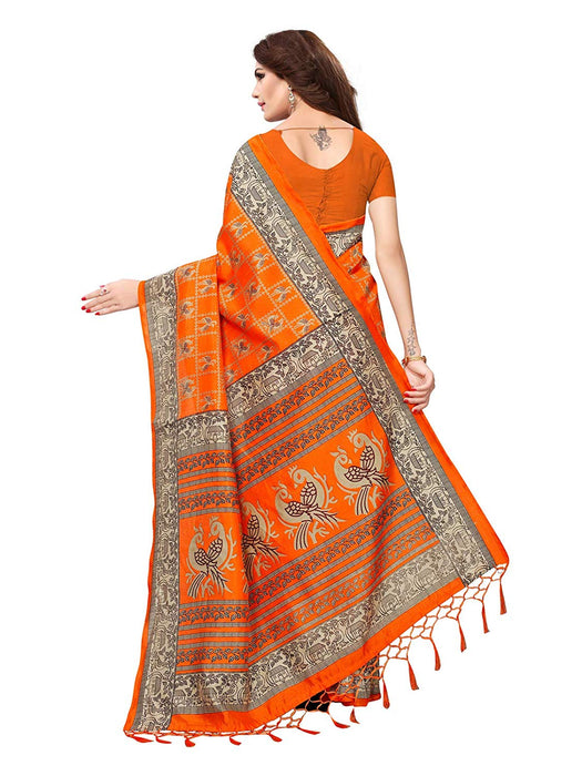 Orange, Beige Color Art Silk (Kashmiri Silk) Saree only in Bigswipe