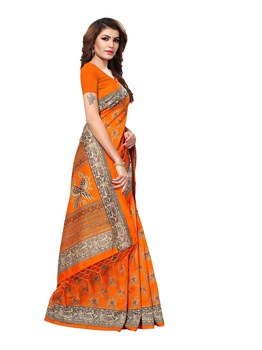 Orange, Beige Color Art Silk (Kashmiri Silk) Saree only in Bigswipe