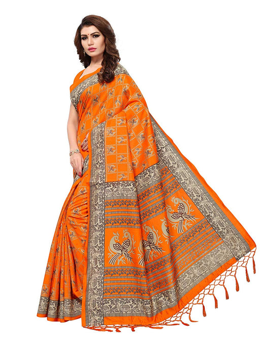 Orange, Beige Color Art Silk (Kashmiri Silk) Saree only in Bigswipe