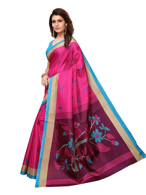 Pink, Purple, Multi Color Art Silk (Khadi Silk) Saree only in Bigswipe