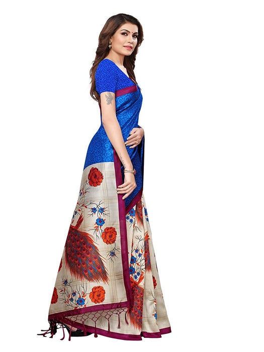 Blue, Off White, Multi Color Poly Silk Saree only in Bigswipe