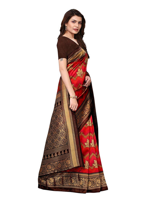 Brown, Red, Multi Color Poly Silk Saree only in Bigswipe