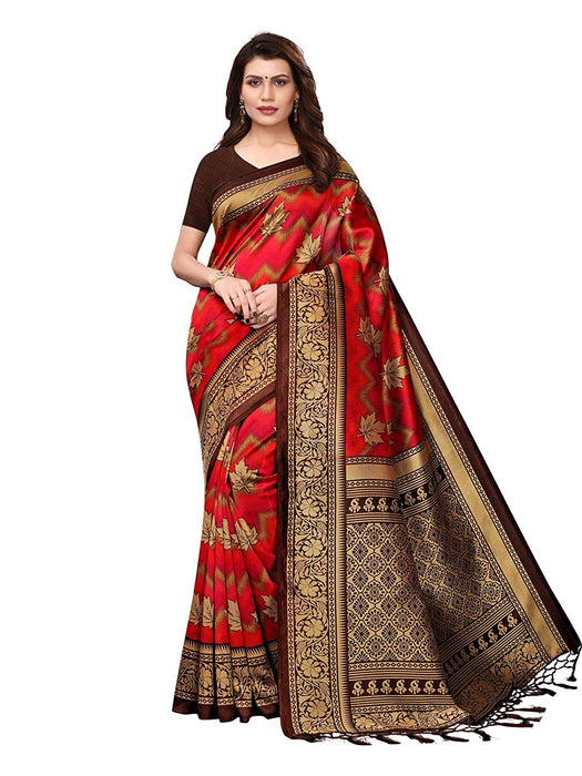 Brown, Red, Multi Color Poly Silk Saree only in Bigswipe