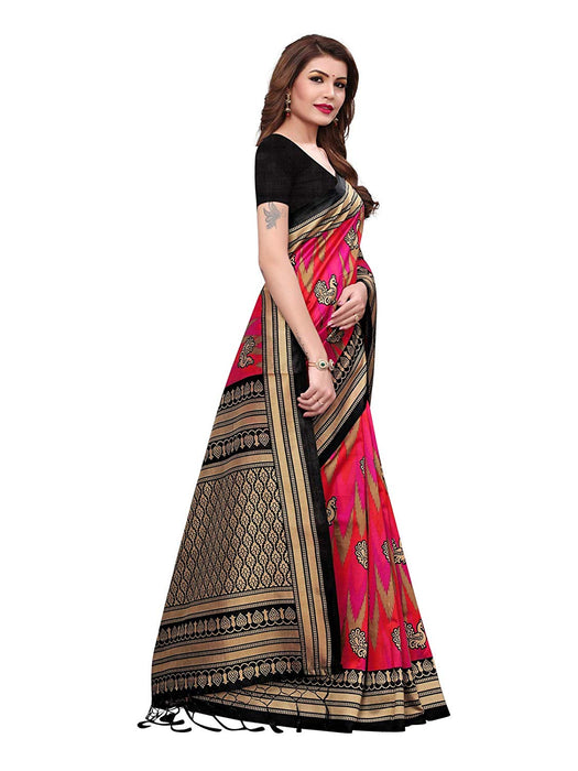 Black, Pink, Multi Color Poly Silk Saree only in Bigswipe