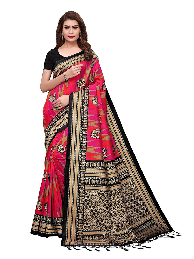 Black, Pink, Multi Color Poly Silk Saree only in Bigswipe