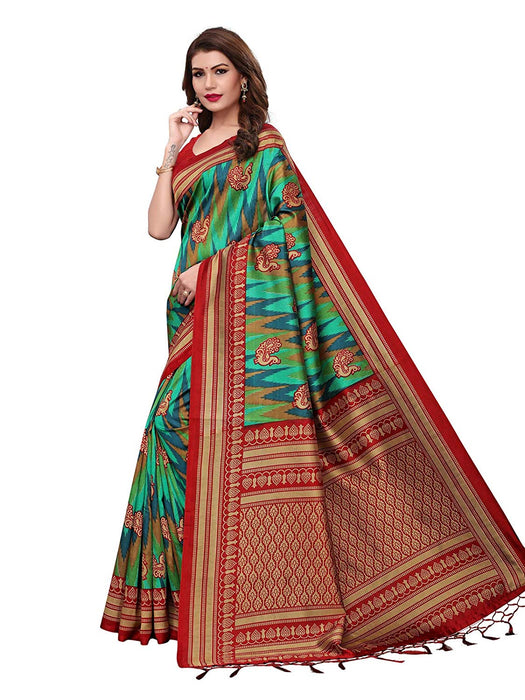 Maroon, Green, Multi Color Poly Silk Saree only in Bigswipe