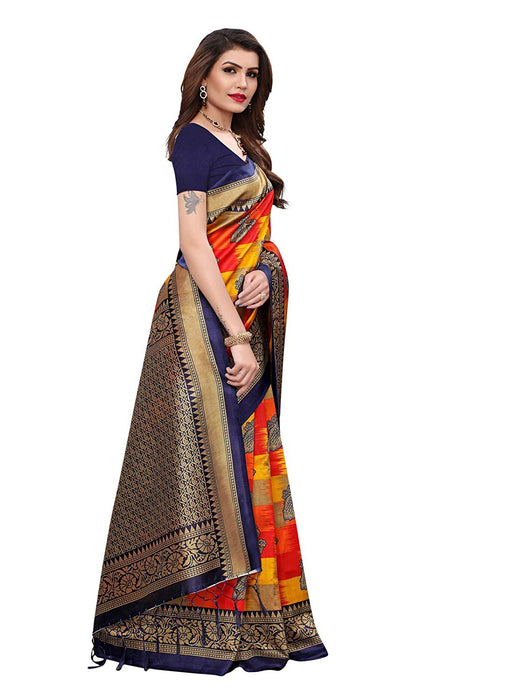 Navy Blue, Red, Multi Color Poly Silk Saree only in Bigswipe