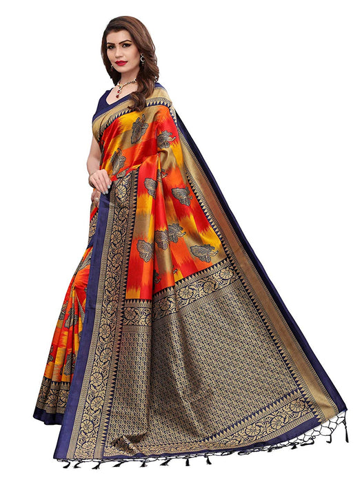 Navy Blue, Red, Multi Color Poly Silk Saree only in Bigswipe