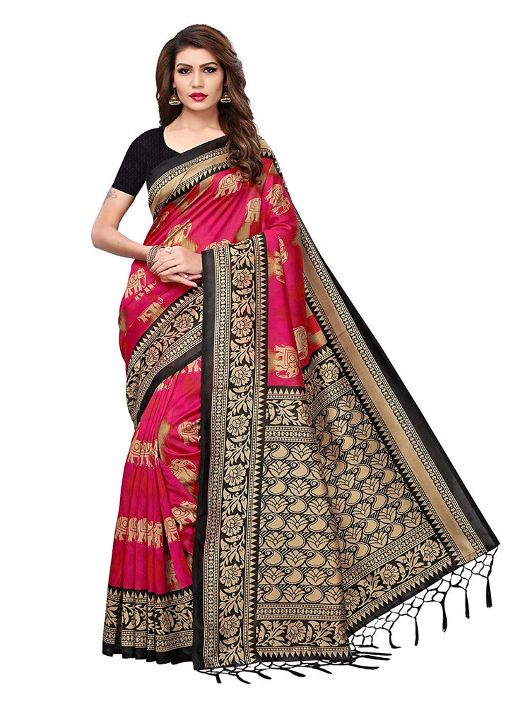 Black, Pink, Multi Color Poly Silk Saree only in Bigswipe