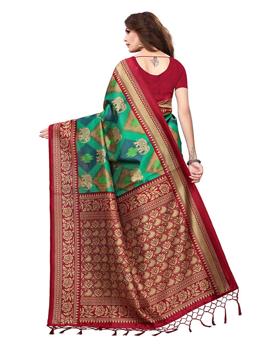 Maroon, Green, Multi Color Poly Silk Saree only in Bigswipe