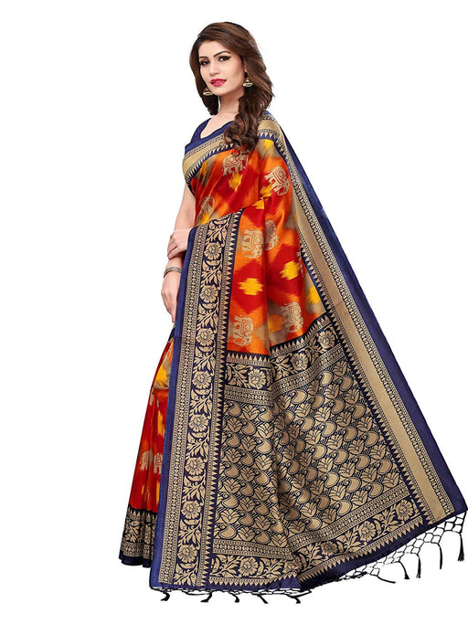 Navy Blue, Red, Multi Color Poly Silk Saree only in Bigswipe