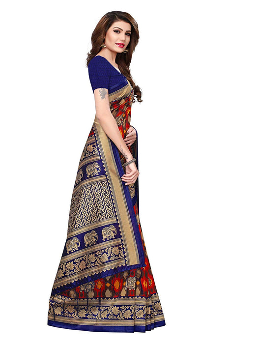 Navy Blue, Brown, Multi Color Poly Silk Saree only in Bigswipe