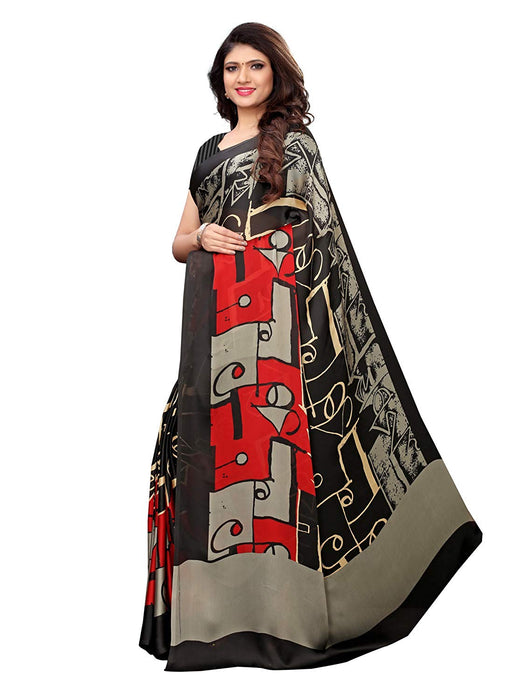 Black, Multi Color Satin Saree only in Bigswipe