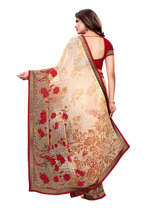 Peach, Brown, Multi Color Georgette Saree only in Bigswipe