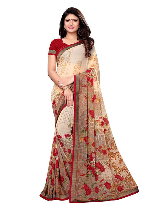 Peach, Brown, Multi Color Georgette Saree only in Bigswipe