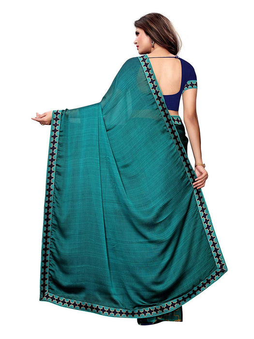 Turquoise, Blue, Multi Color Chiffon Saree