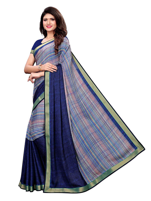 Navy Blue, Multi Color Chiffon Saree only in Bigswipe