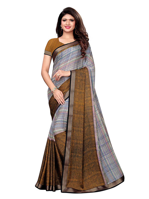 Green (Olive Green), Multi Color Chiffon Saree only in Bigswipe