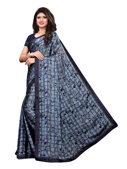 Navy Blue, Multi Color Chiffon Saree only in Bigswipe