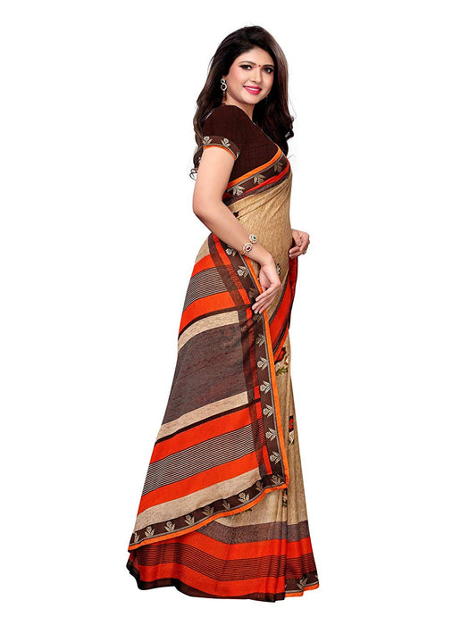 Beige, Brown, Multi Color Chiffon Saree only in Bigswipe