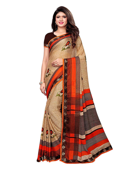 Beige, Brown, Multi Color Chiffon Saree only in Bigswipe