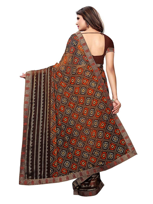 Brown, Multi Color Georgette Saree only in Bigswipe