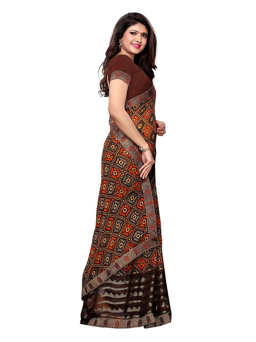 Brown, Multi Color Georgette Saree only in Bigswipe