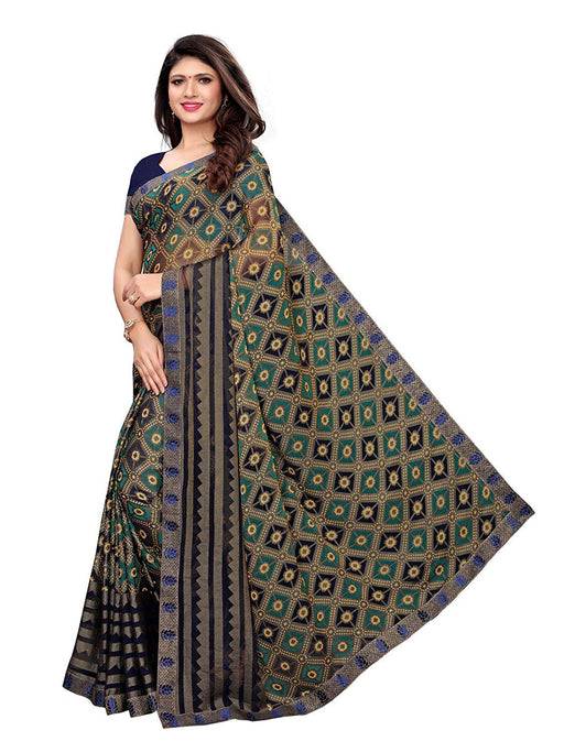 Navy Blue, Multi Color Georgette Saree only in Bigswipe