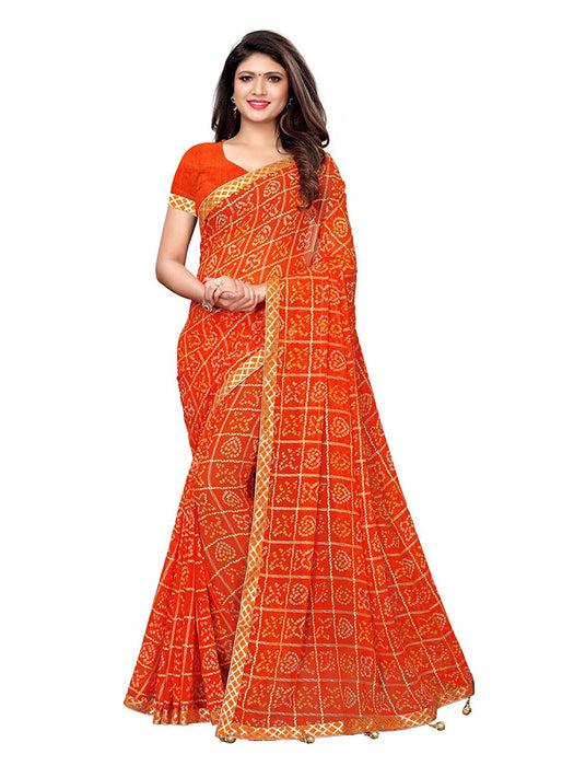 Orange, Multi Color Chiffon Saree only in Bigswipe