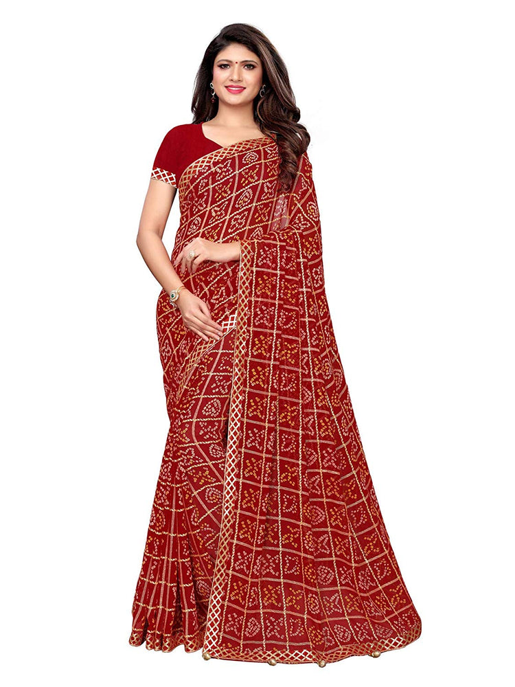 Maroon, Multi Color Chiffon Saree only in Bigswipe