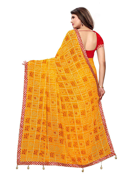 Yellow, Multi Color Chiffon Saree