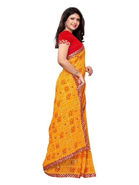 Yellow, Multi Color Chiffon Saree