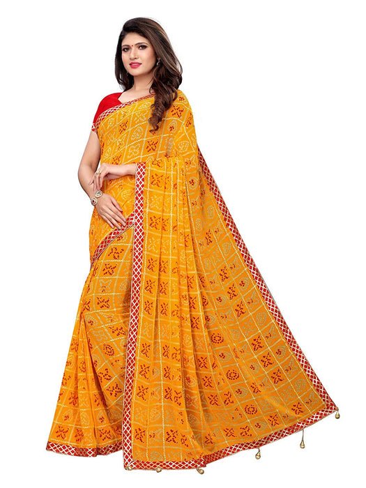 Yellow, Multi Color Chiffon Saree