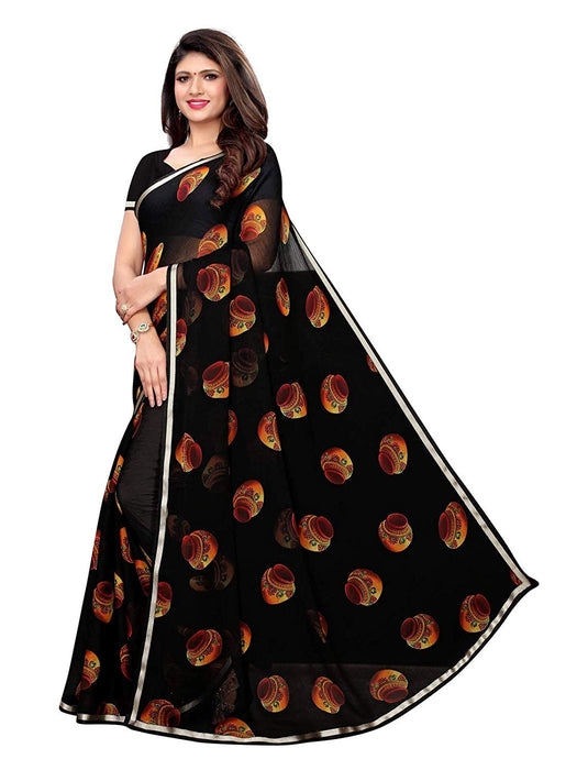 Black, Multi Color Chiffon Saree only in Bigswipe