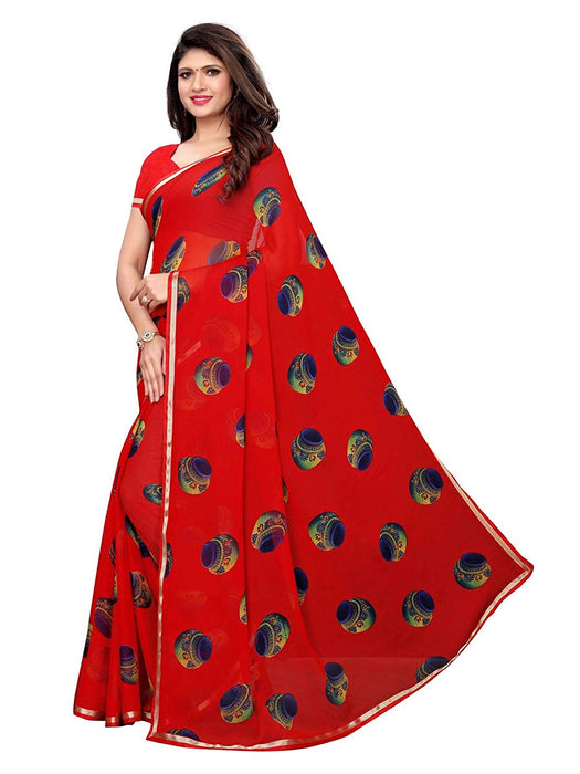 Maroon, Multi Color Chiffon Saree only in Bigswipe