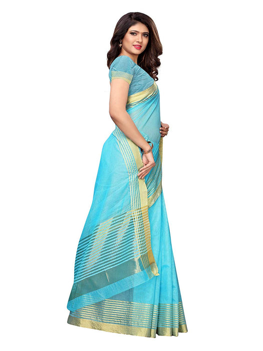 Blue Color Cotton Silk Saree only in Bigswipe