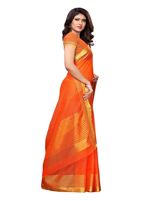 Orange Color Cotton Silk Saree only in Bigswipe