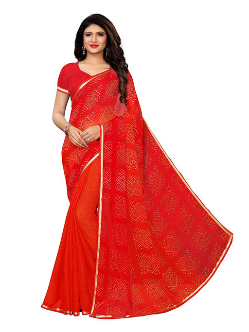 Maroon, Orange Color Chiffon Saree only in Bigswipe