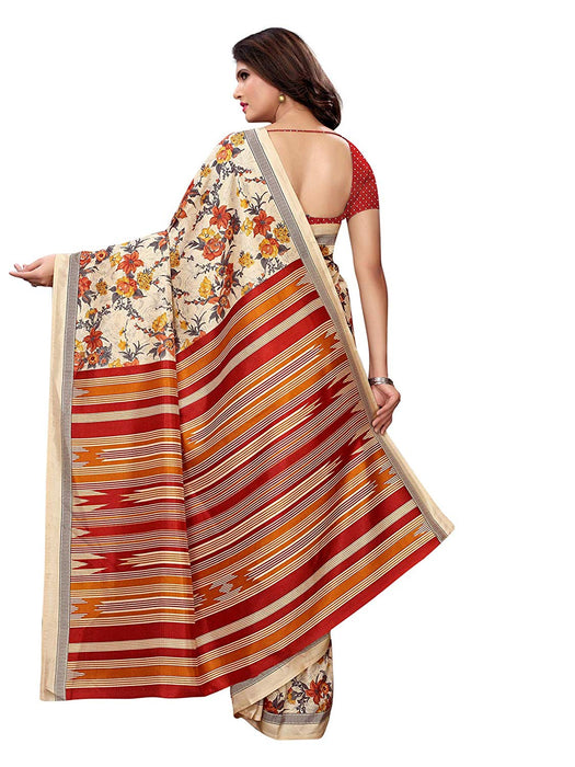 Beige, Multi Color Vichitra Silk (Art Silk) Saree only in Bigswipe