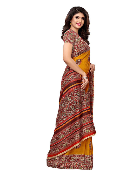 Yellow, Multi Color Vichitra Silk (Art Silk) Saree