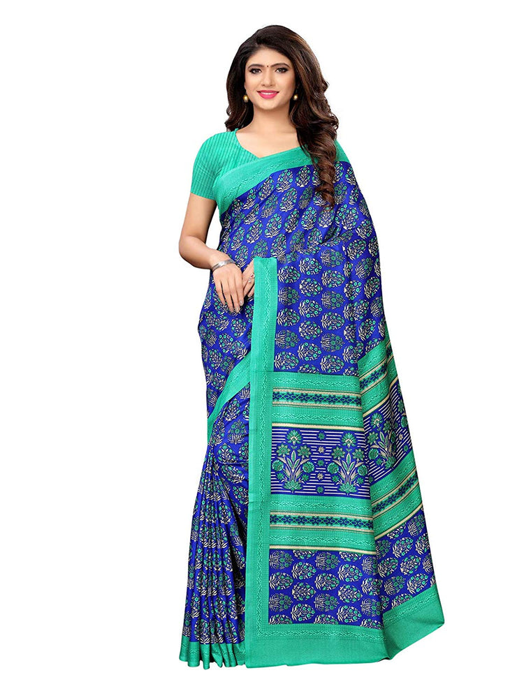 Blue, Green Color Vichitra Silk (Art Silk) Saree only in Bigswipe