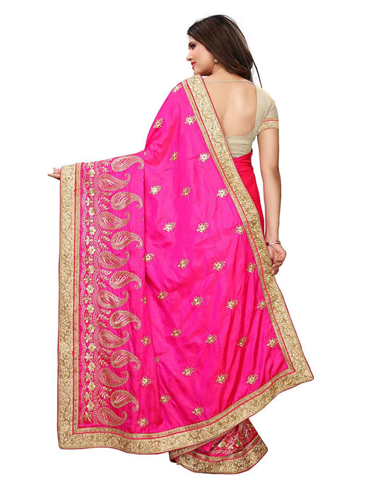 Pink Color Poly Silk Saree only in Bigswipe