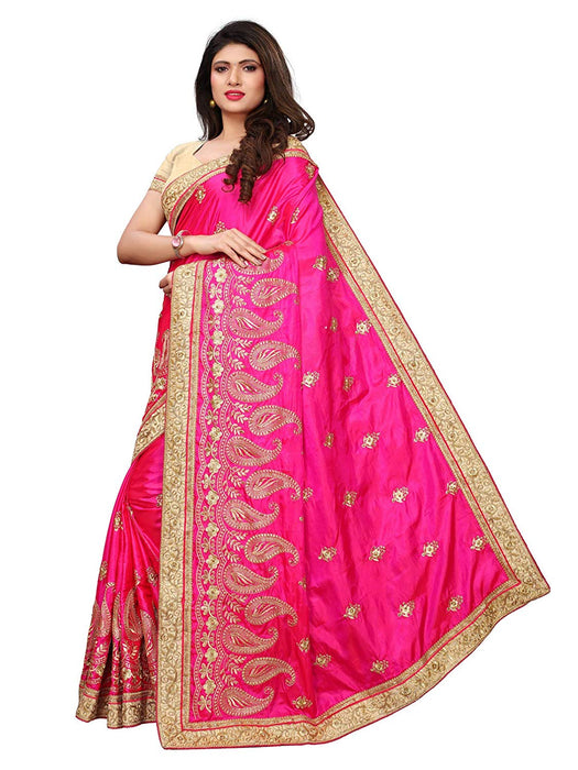 Pink Color Poly Silk Saree only in Bigswipe